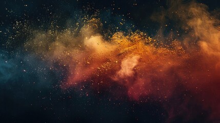 Exploding colours of dust and powder on a dark background