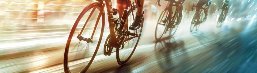 Technological innovations in equipment, such as lighter and more aerodynamic bicycles, have revolutionized competitive cycling, science concept - obrazy, fototapety, plakaty