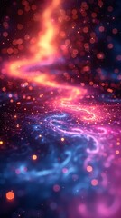 Colorful glowing stream of light and sparkles - obrazy, fototapety, plakaty