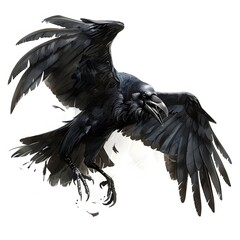 Fototapeta premium flying Raven on White Background