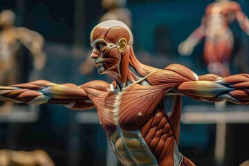 The exploration of muscular anatomy enhances our understanding of biomechanics and is crucial for developing better athletic training methods, science concept - obrazy, fototapety, plakaty