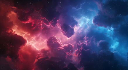 Fototapeta na wymiar Colorful Space Background with Red and Blue Nebula