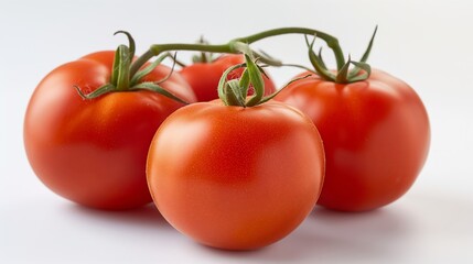 Fresh Cluster of Tomatoes, Healthy Vegetables with Copy Space, White Background