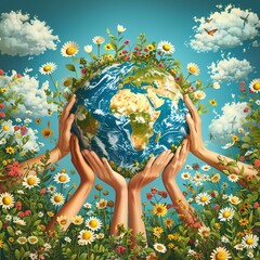 Produce a charming Earth Day vector illustration - obrazy, fototapety, plakaty