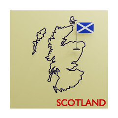 3 D illustration of Scotland map icon