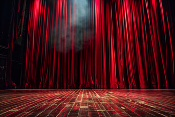 Broadway theater stage red curtains Show Spotlight