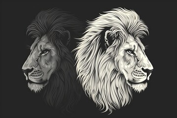 Wildlife and Nature Lion Vector Silhouette Art: Unique Mascot Logo in Black and White