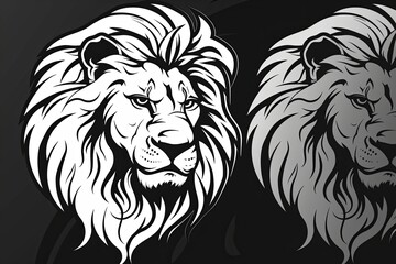 Wildlife Majesty: Black and White Lion Mascot Art Vector, Nature King Theme