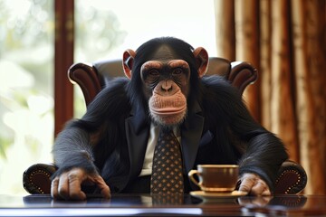 Supreme Ape Executive: Dapper Chairman with Human Touch