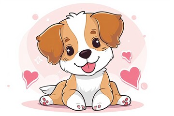 Cute Puppy Joy - Playful Canine Cartoon Vector Illustration for Children