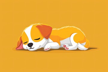 Vector Sleeping Dog Cartoon - Isolated Animal Nature Icon Concept for Children