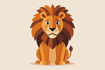 Lion Logo - Stylized Mascot Cartoon Art: Powerful Animal Symbol Face Design