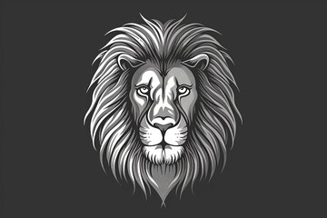 Feline Power Symbol: Monochrome Lion Mascot Illustration