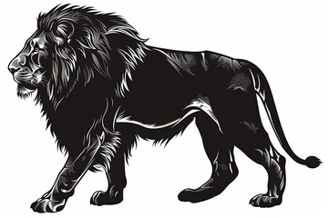 Feline Power: Majestic Lion Silhouette Vector Art - Monochrome Tattoo Design