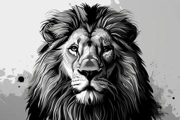 King of Monochrome: Stylized Lion Power Vector Illustration