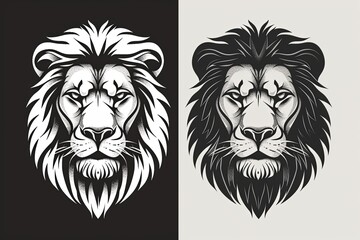 Lion Power: Monochrome Predator Essence Feline Face Logo Vector Art