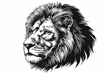Monochrome Vector Illustration: Majestic Power, Sovereign Grace, and Predatory Prowess of the Lion