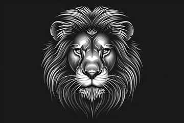 Majestic Lion Head Monochrome Vector Logo - Graceful Feline Art Illustration