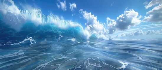 Powerful Ocean Wave Swell in a Dynamic D Rendered Image