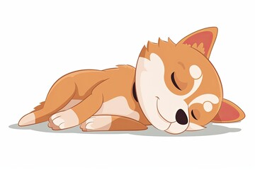 Tranquil Canine Dreamland: Peaceful Sleep Vector of Serene Puppy