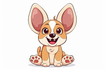 Playful Cartoon Puppy with Large Ears - Vector Illustration for Children's Joy and Love