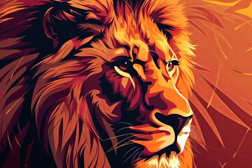 Proud and Powerful Lion Majestic Vector Art