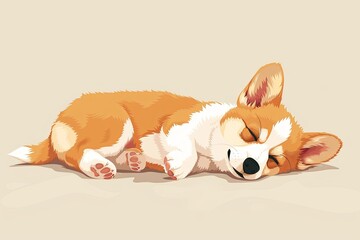 Tranquil Pet Art: Serene Sleeping Dog Vector - Cute Animal Illustration