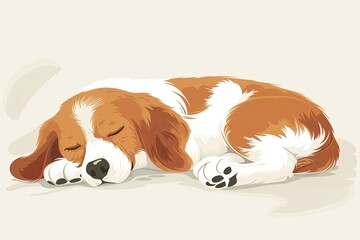 Tranquil Canine Companion: Serene Sleeping Pet Dog Vector Illustration