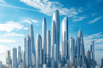 Futuristic Towers: Skyline Evolution Beneath Azure Sky