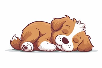 Vector Sleeping Dog Icon for Children: Serene Love and Artistic Fun