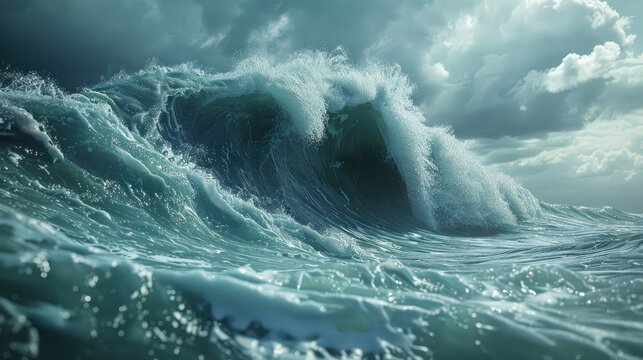 D Rendering of an Imminent Tsunami Natures Power Unleashed