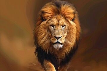 Fototapeta premium Sovereign Majesty: Digital Vector Art of the Powerful Lion Stance