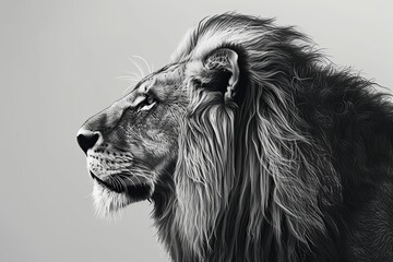 Regal Power: Majestic Lion in Striking Black and White Vector Art