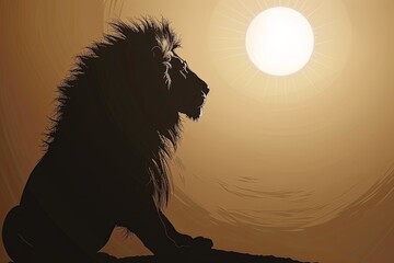 Majestic Lion King Vector Illustration: Regal and Authoritative Wildlife Sovereignty Silhouette
