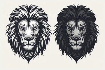 Vector Logo: Majestic Black and White Lion - Power Symbol in Animal Kingdom