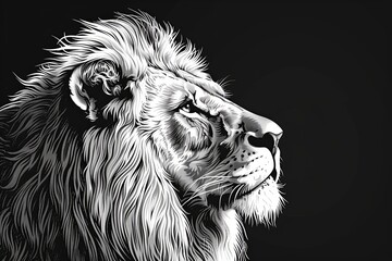 Monochrome Vector Art: Lion's Regal Dominance Illustration