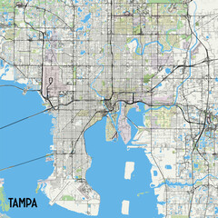 Tampa, Florida, USA map poster art