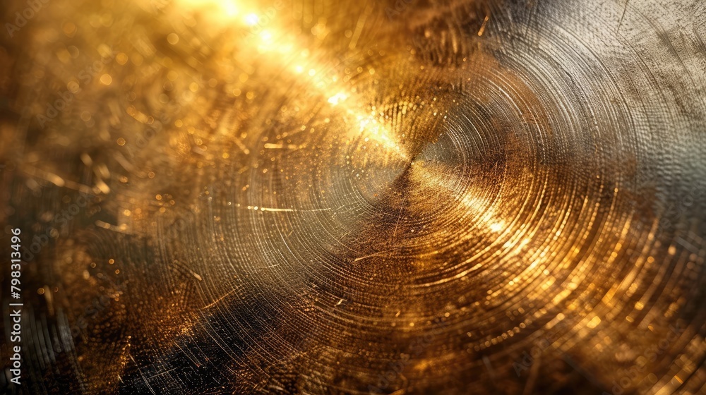 Aufkleber a close up of a gold object with a shiny, reflective surface. the object appears to be a piece of me