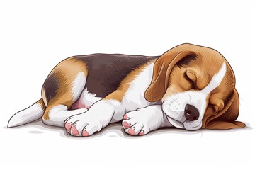 Sleeping Beagle Vector Art: Cute and Isolated Puppy for Kids' Fun and Love