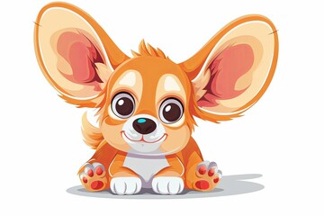 Adorable Cartoon Puppy with Large Ears - Vector Art for Children's Delight