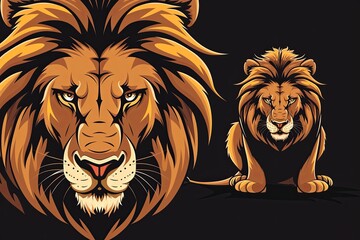 Vector Art: Bold Lion Mascot - Symbol of Leadership and Animal Strength