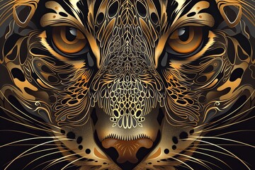 Feline Power: Intricate Wildcat Vector Illustration