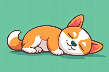 Fototapeta premium Sleeping Dog Cartoon Icon - Vector Illustration for Children's Fun