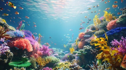 Vibrant D Rendering Showcasing a Dynamic Marine Biodiversity Ecosystem