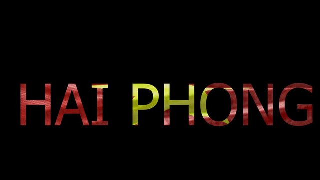 Hai Phong Name on Transparent Background. Waving Flag