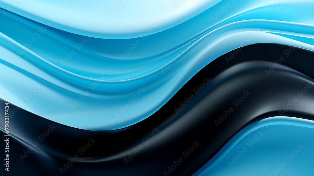 Poster gradient symphony: serene blue layers blend seamlessly with bold black in mesmerizing backdrop