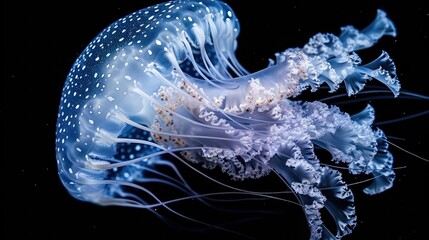 professional photo of one jellyfish Cyanea capillata , extreme detailed