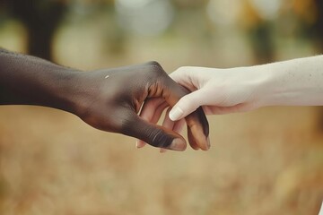 interracial couple holding hands black man and white woman unity racial harmony concept photo