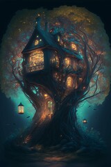 Fantasy tree house art