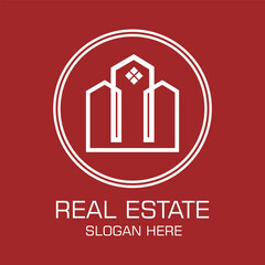 Real estate logo design simple concept Premium Vector